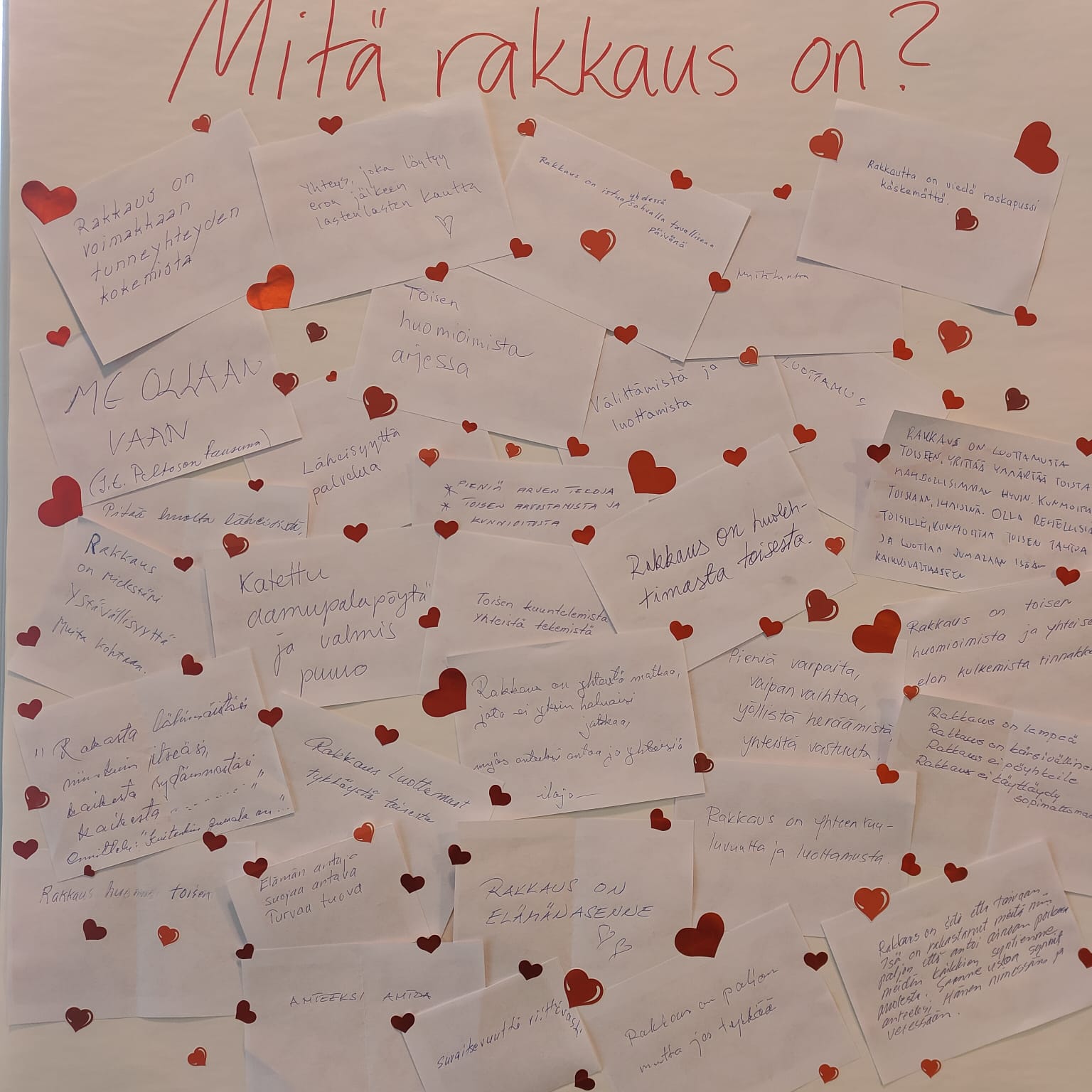 Perheneuvonnan asiakkaiden vastauksia kysymykseen mitä rakkaus on