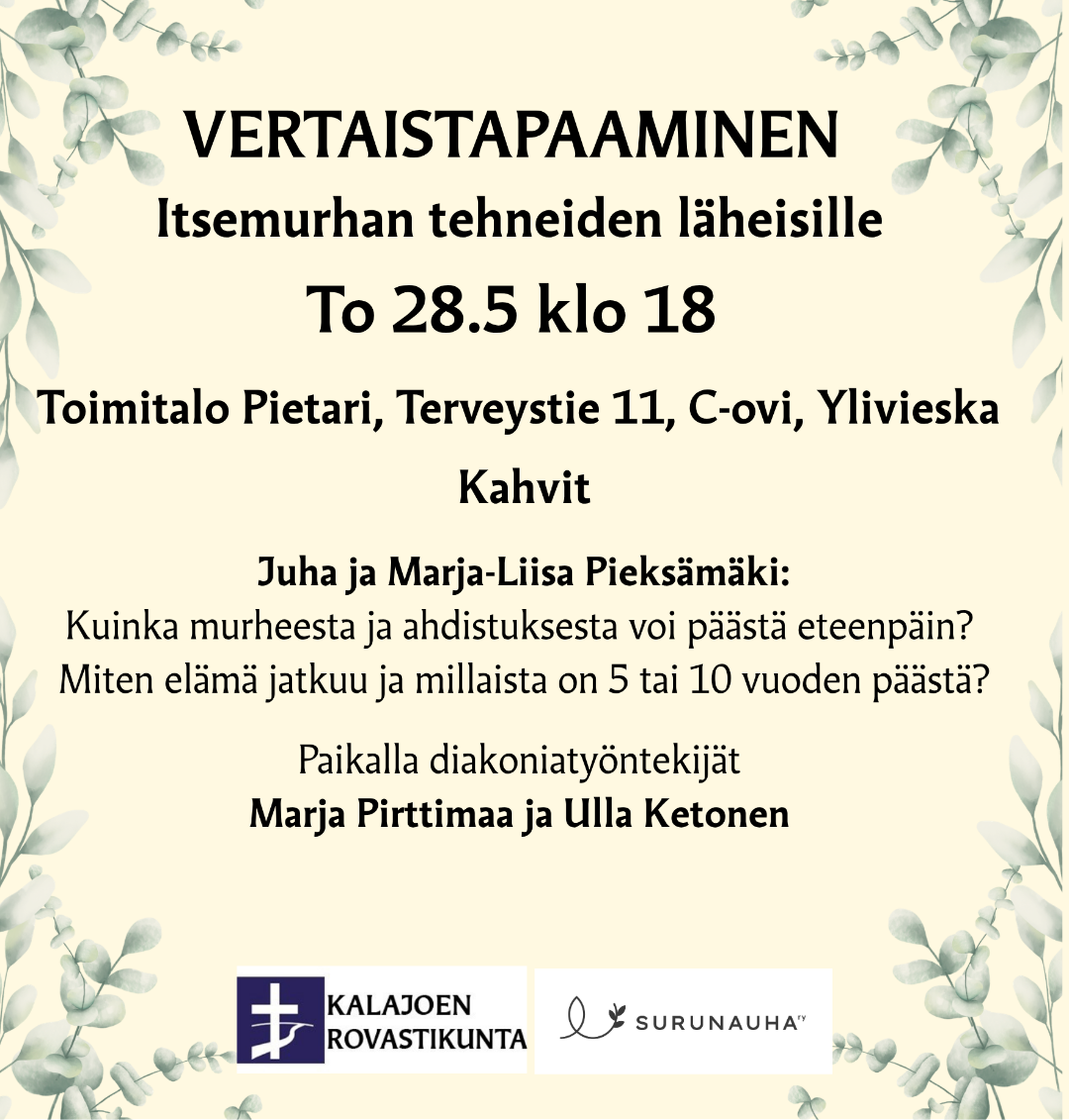 Vertaistapaaminen itsemurhan tehneiden läheisille
